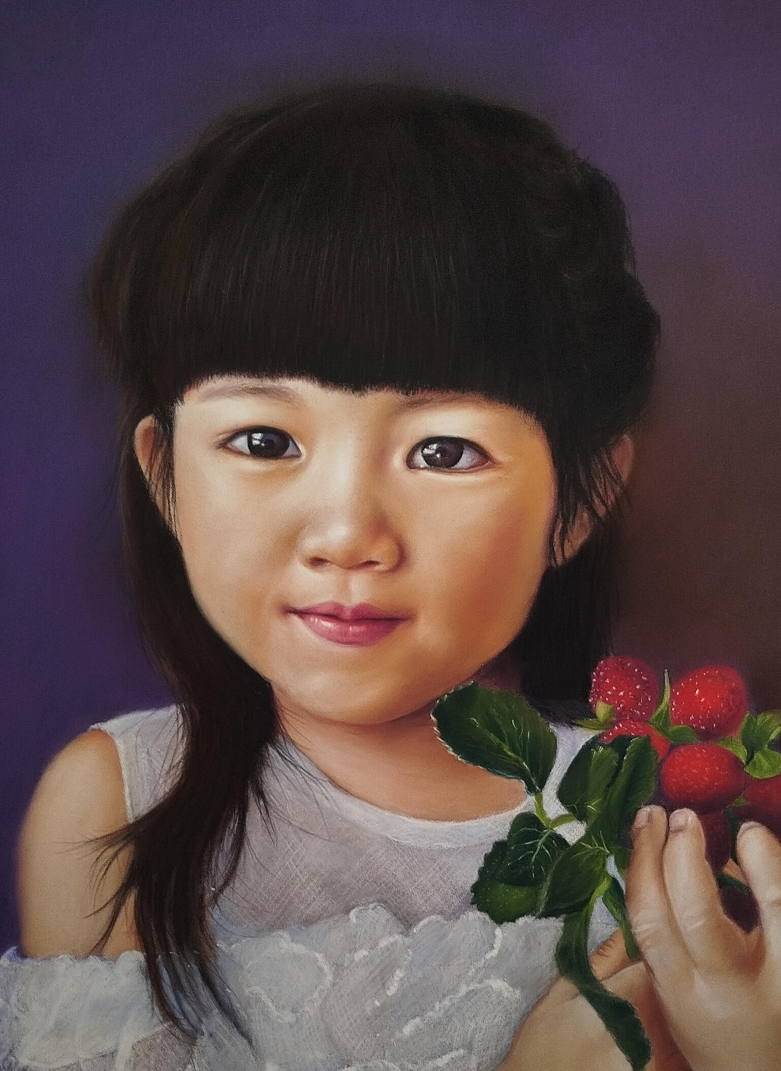 Untitled Portrait de petite fille au pastel sec